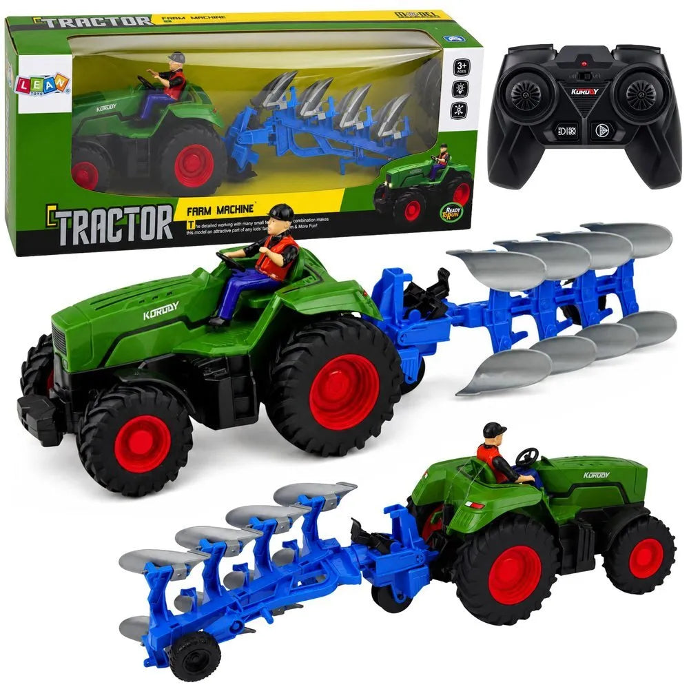RC traktorius su plūgu ir ūkininku 1:24